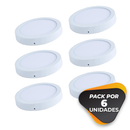 Panel LED Redondo Sobrepuesto 25W 6000K Pack x 6 unidades