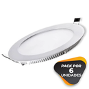 Panel LED Redondo Embutido 18W 6000K Pack por 6 unidades